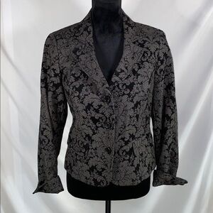 Vintage Evan Picone Black Gray Floral Blazer Size 6